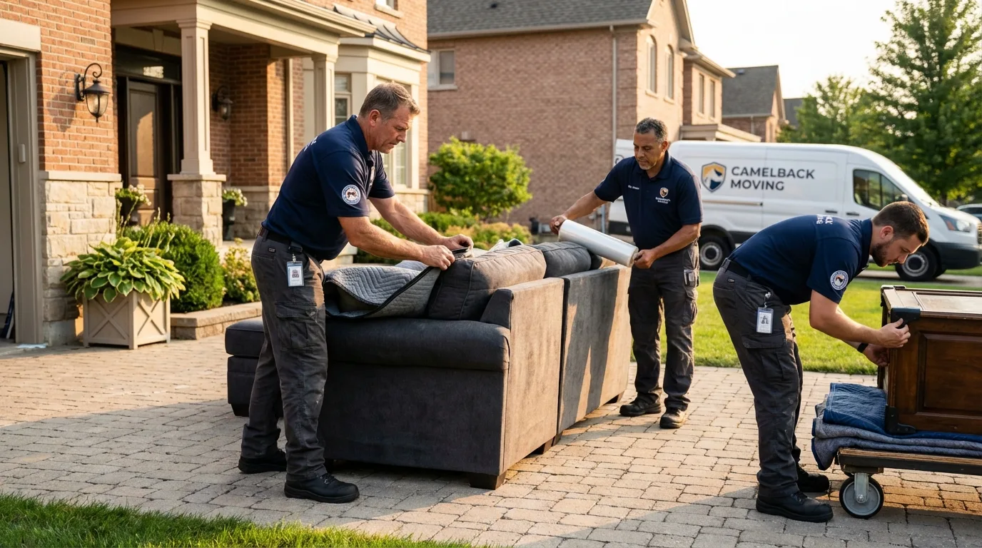 Large estate moving crew wrapping furniture in Littlerock, CA